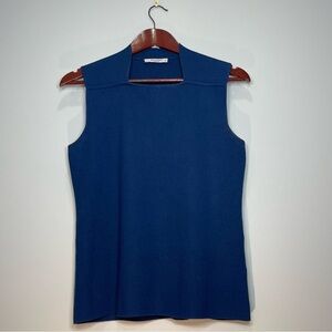 M.M. LAFLEUR Women's Sleeveless Blue Sweater High Square Neck Size Medium